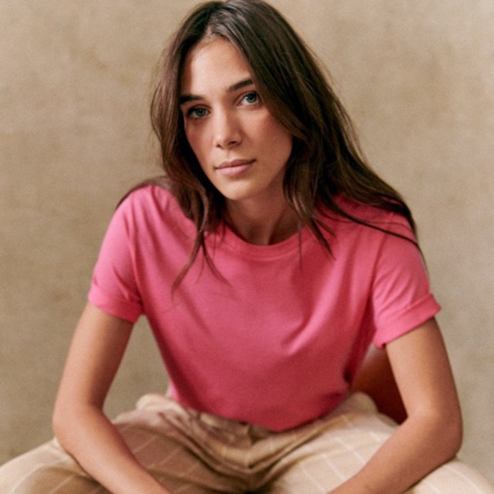 Sezane plain pink t shirt L